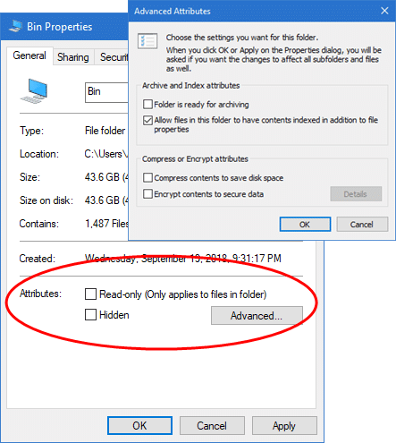 Как сделать файл/папку скрытыми/доступными только для чтения в Windows 10