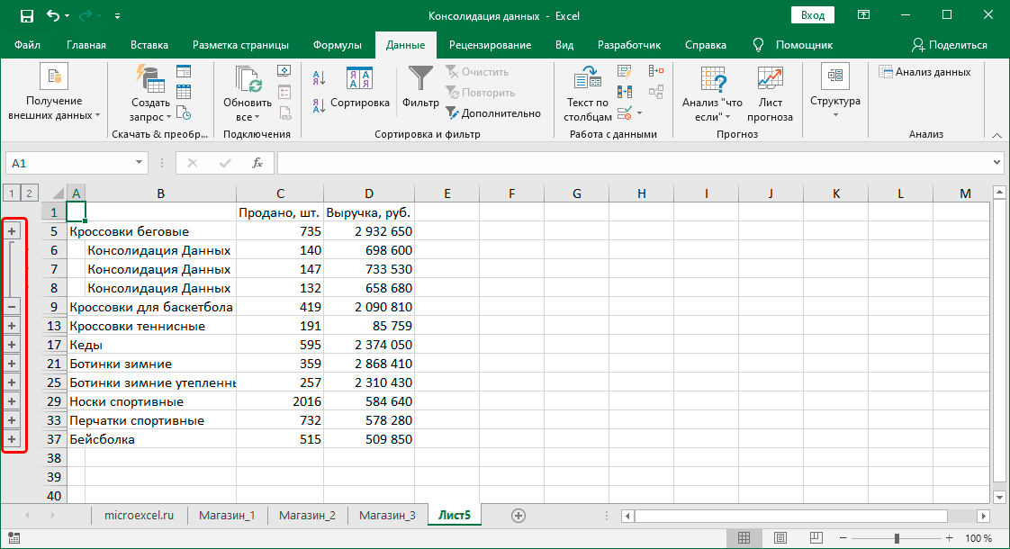 Расширенная сводная таблица в Excel
