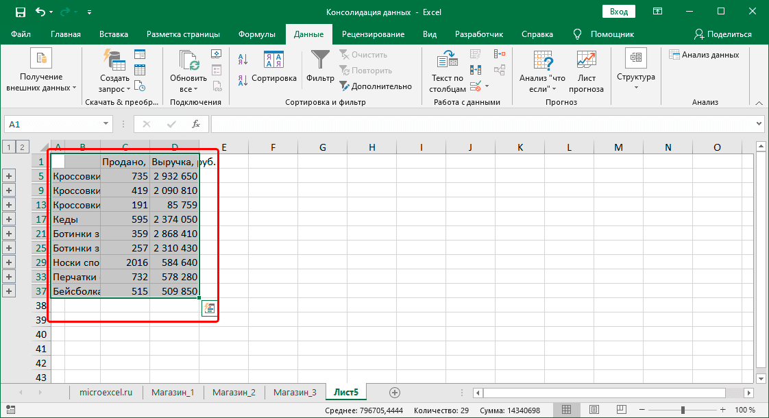 Сводная таблица в Excel