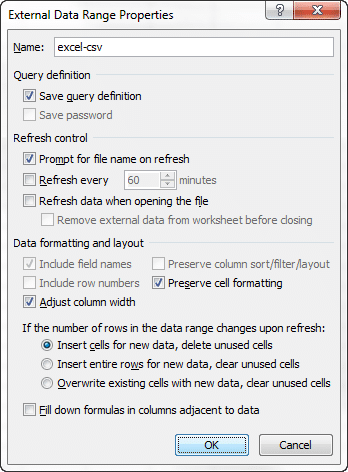 Экспорт файла CSV в Excel