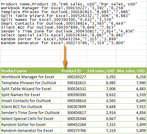 Экспорт файла CSV в Excel