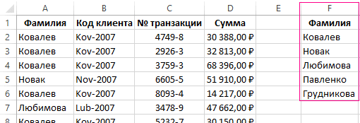 Как сделать выбор в Excel из списка