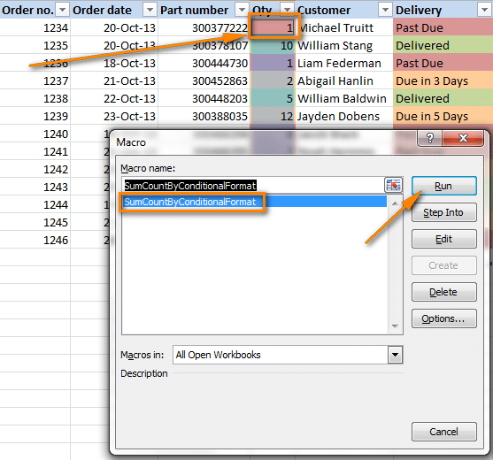 Подсчет и суммирование ячеек по цвету в Excel