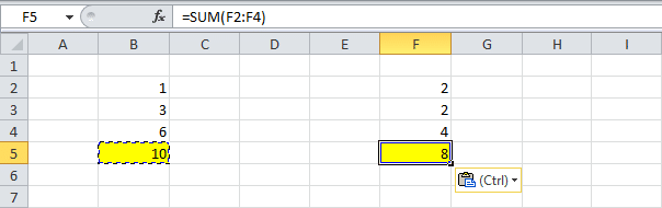 Вставить параметры в Excel