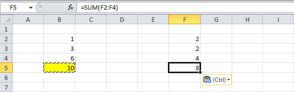 Вставить параметры в Excel