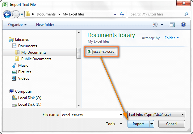 Экспорт файла CSV в Excel