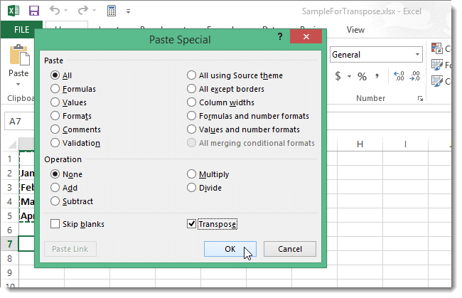 Перенести в Excel