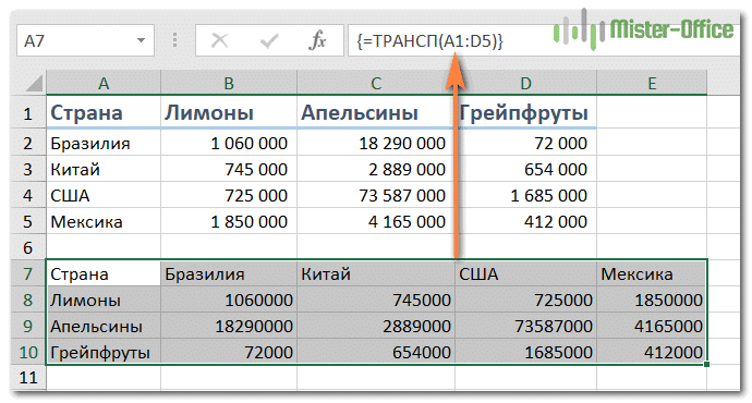 1с как транспонировать таблицу в запросе