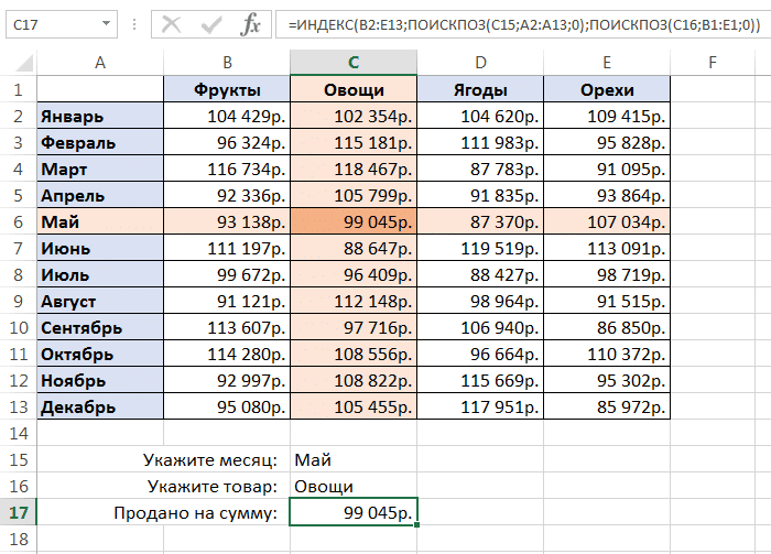 ИНДЕКС и ПОИСК в Excel