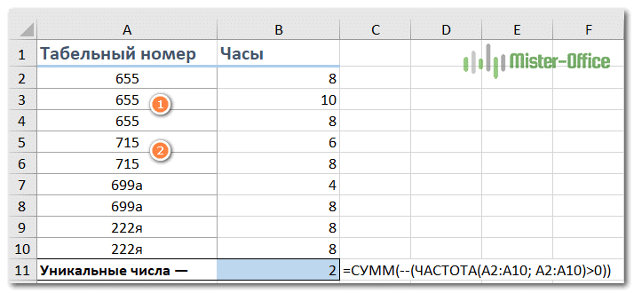 Перенос одинаковых значений в excel