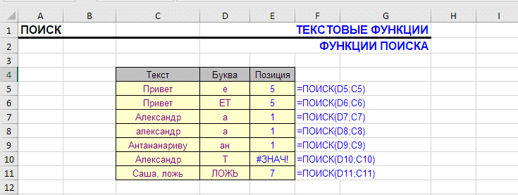 C поиск в excel