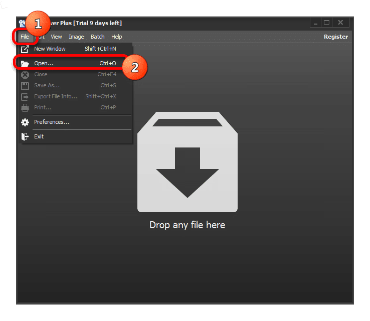 Перейдите в окно открытия файла в File Viewer Plus
