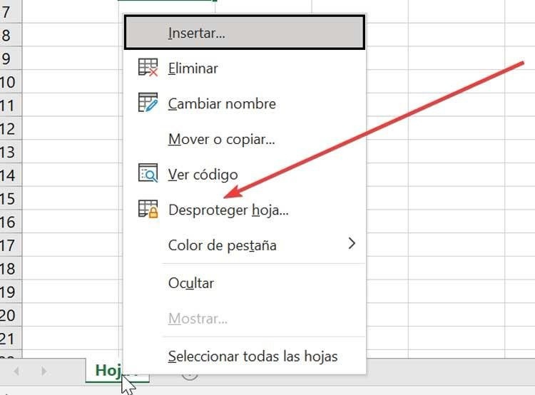 Excel desproteger hoja