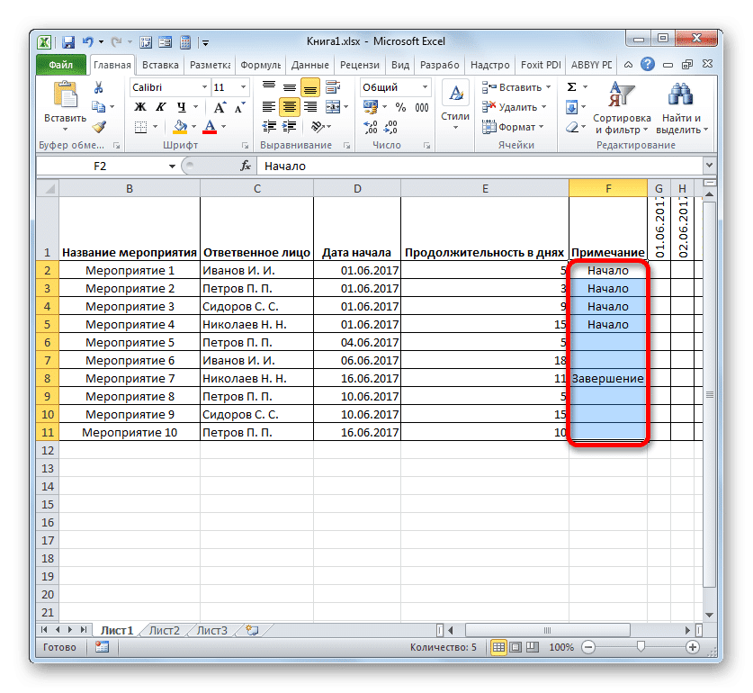 Заметка в таблице в Microsoft Excel