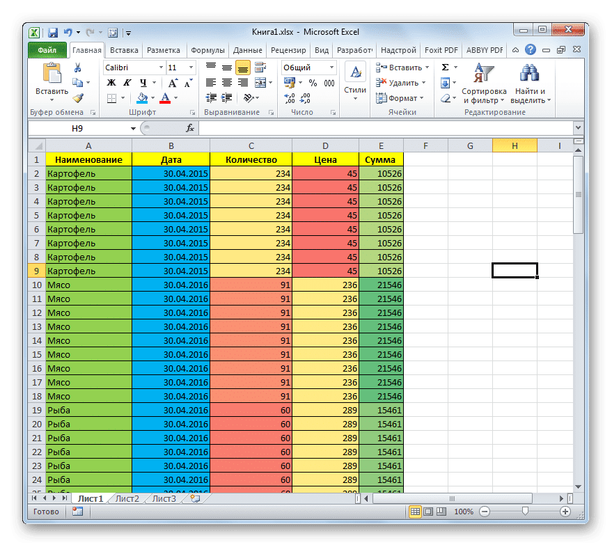 Формат excel