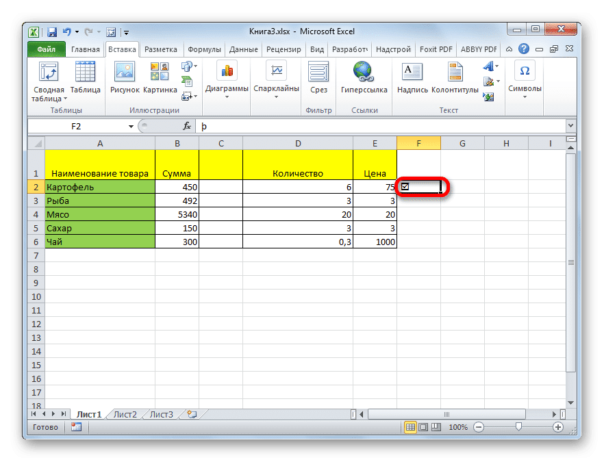 Дополнительный символ вставлен в Microsoft Excel