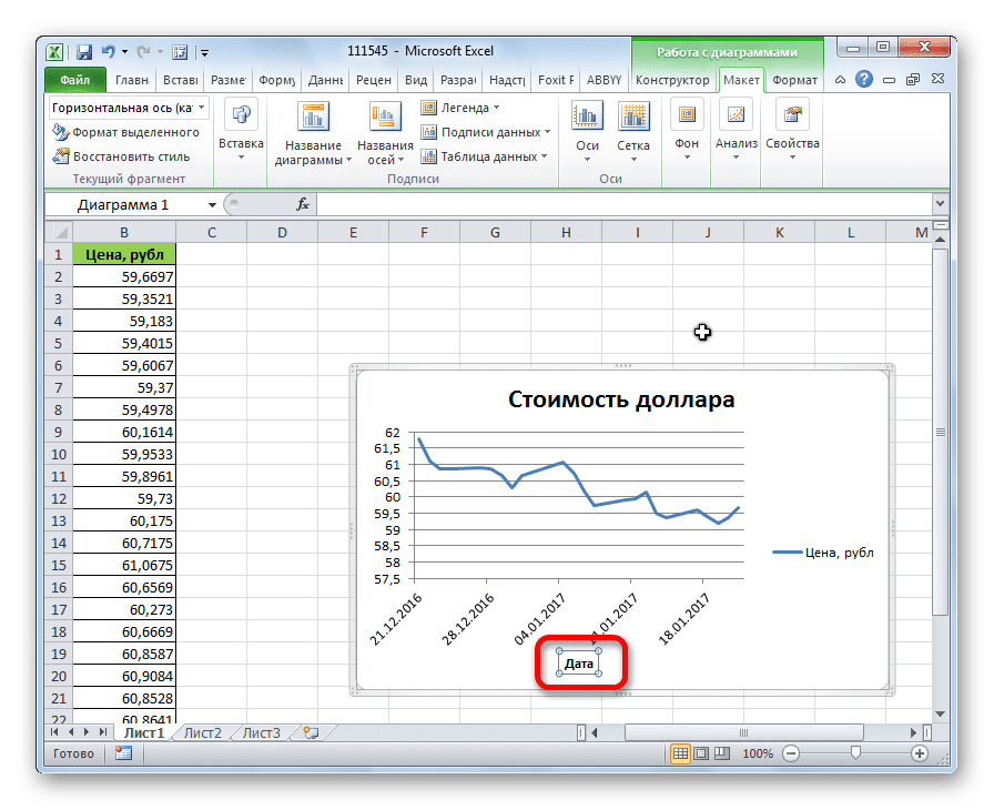 Как изменить название осей в диаграмме excel