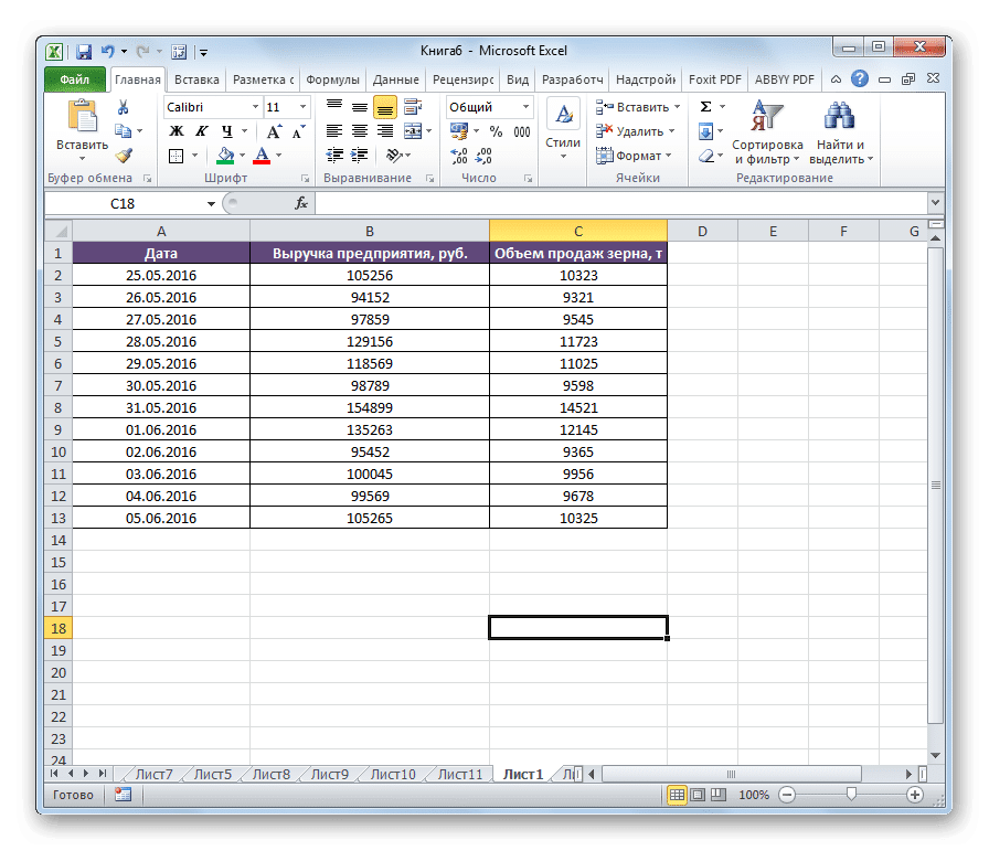 Сдвиг столбца завершен в Microsoft Excel