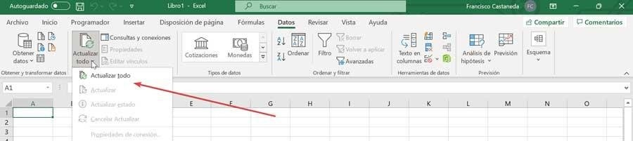Задача обновления Excel